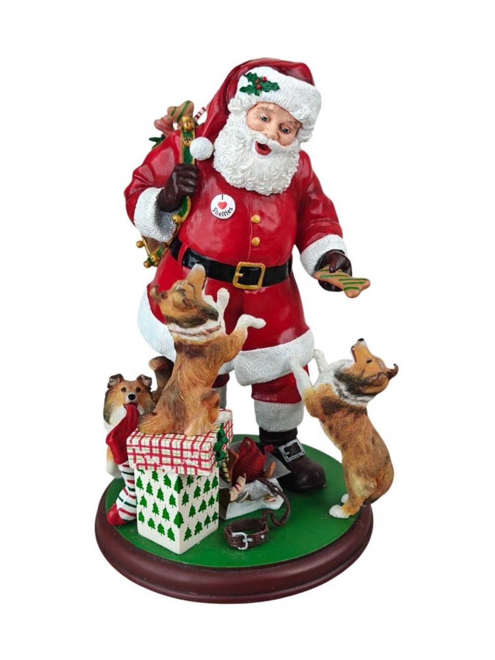 Danbury Mint Santa's Little Shelties Figurine Hand-Painted Resin Christmas 10"
